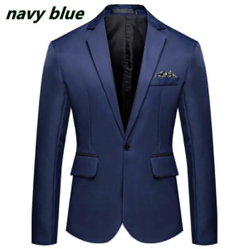 Men Slim Fit Office Blazer Jacket Fashion Solid Mens Suit Jacket Wedding Dress Coat Casual Business Male Suit Coat 220527