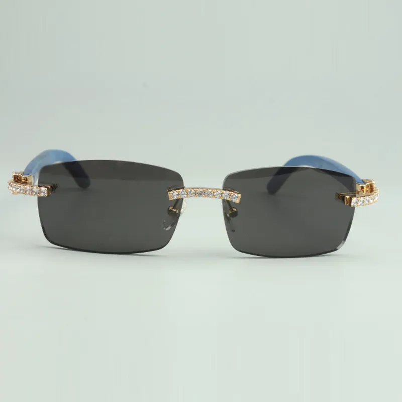 eindeloze diamanten zonnebril 3524012 met natuurlijk blauwe houten poten en 56 mm lenzen225O