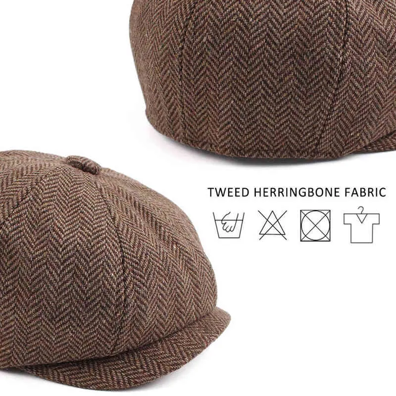 Automne hiver enfant en bas âge garçons vendeur de journaux casquettes bébé enfants conducteur extérieur animal de compagnie Vintage Tweed plat Pageboy accessoires L220728