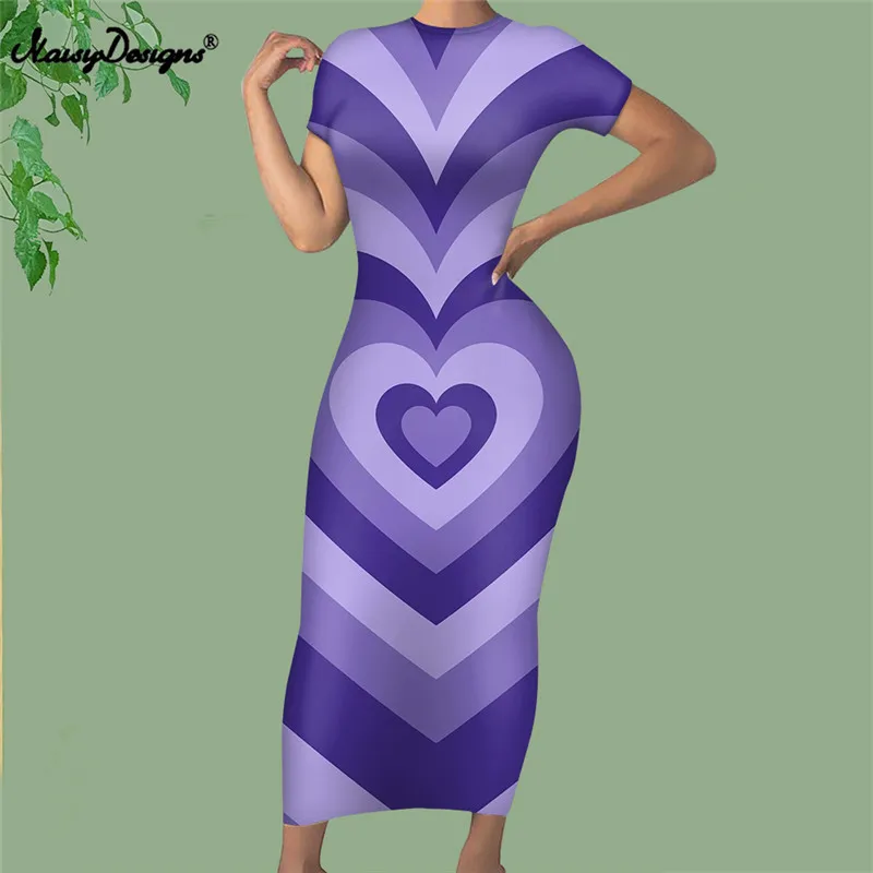 Noisydesigns Sıradan Yaz Kadın Elbiseleri Zarif Kadın Vestidos Ropa Mujer Verano Renkli Kahve Aşk Kalp Dropship 220627