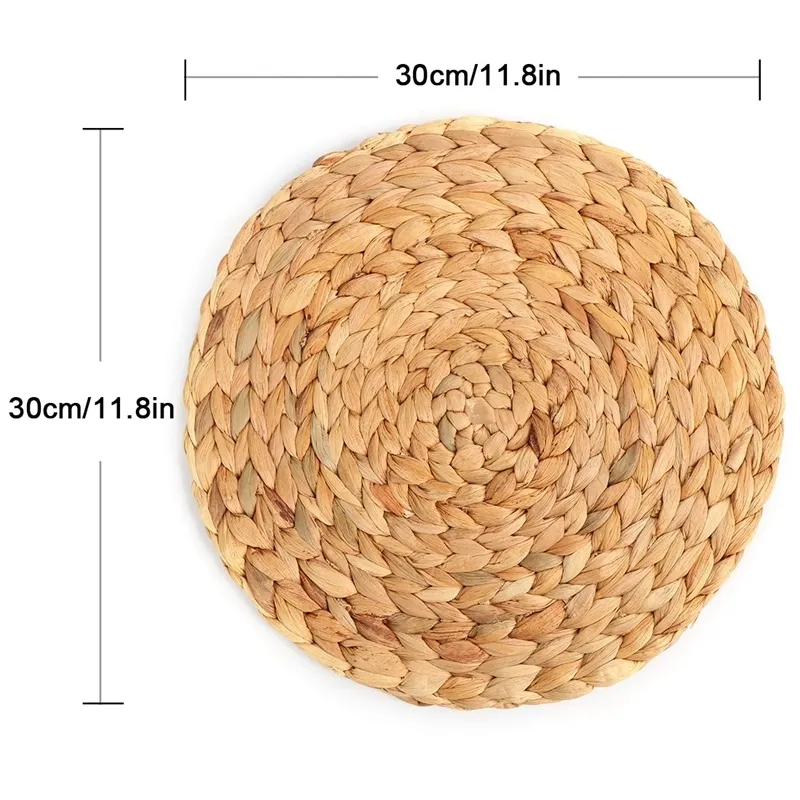 Natural Water Gourd Woven Placemat Round Rattan Table Mat Pad Green Tropical Wedding 220610gx