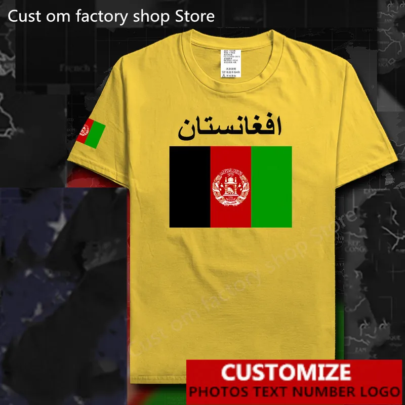 Афганистан афганская футболка для флагма бесплатно на заказ Джерси Сделай DIY название № 100 Коттон T Рубашки 220616