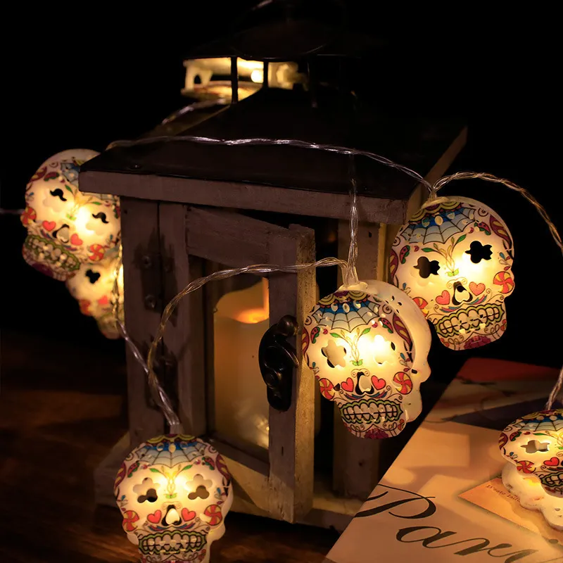 لوازم الحفلات الاحتفالية الأخرى 1.5 متر 10 هالوين القرع هياكل العظمية الخفافيش مضرب LED LED سلسلة المهرجان Home Bar Decor Ornament 220826