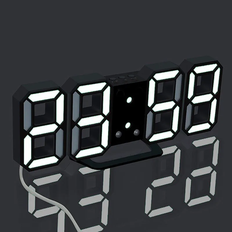 3D LED Digital Relógio Moderno Design de Parede Nightlight Table Alarme de temperatura para casa Decoração da sala de visitas 220329