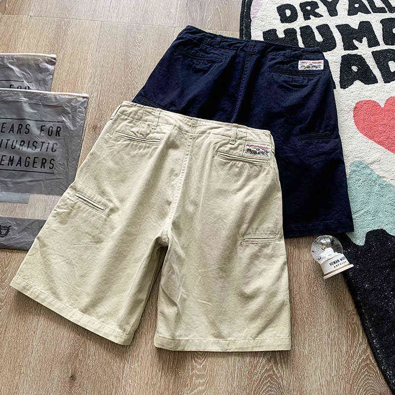 Men's Shorts HUMAN MADE Knee Length Casual Shorts Embroidered Patches Japanese Men Women 1 1 Human Made Couples Loose Pants T220825