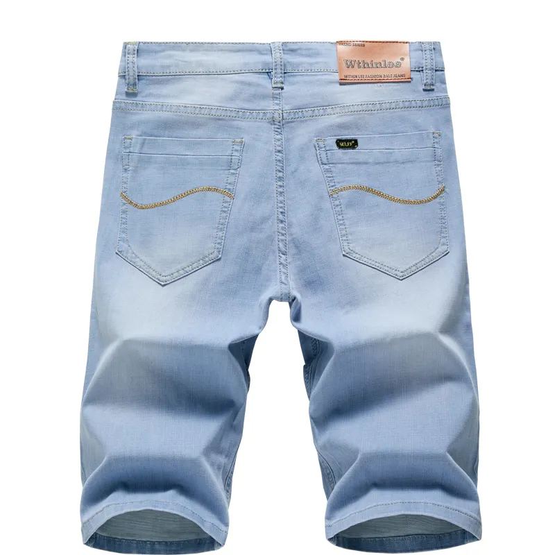 Sommar män denim shorts klassisk svart blå tunn sektion mode slank affärer casual jeans manlig varumärke 220408