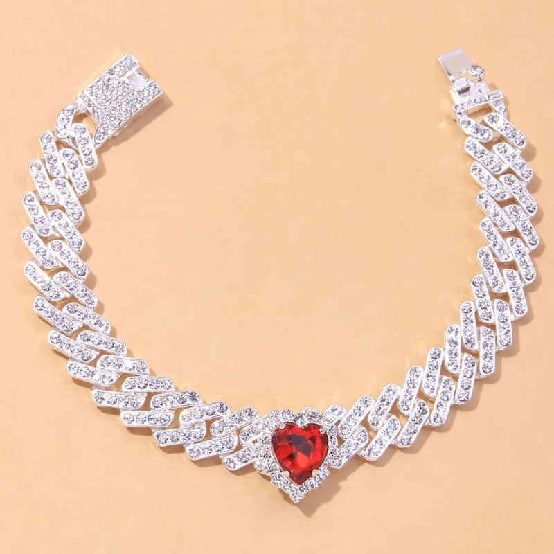 Fashion Barefoot Heart Sandal Anklet Rhinestone Chain Bracelet for Women Rapper New Ice Out Cuban Link Anklets Whole Jewelry314b