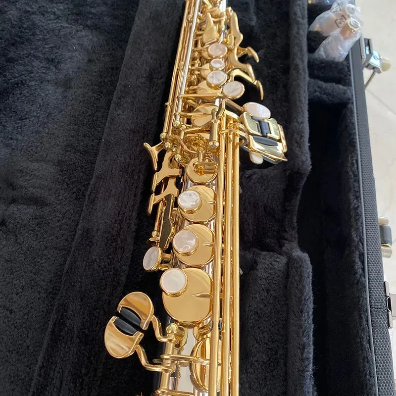 Modèle de structure un-à-un WO37 d'origine Bb professionnel saxophone aigu cuivre blanc plaqué or B-tune SAX instrument