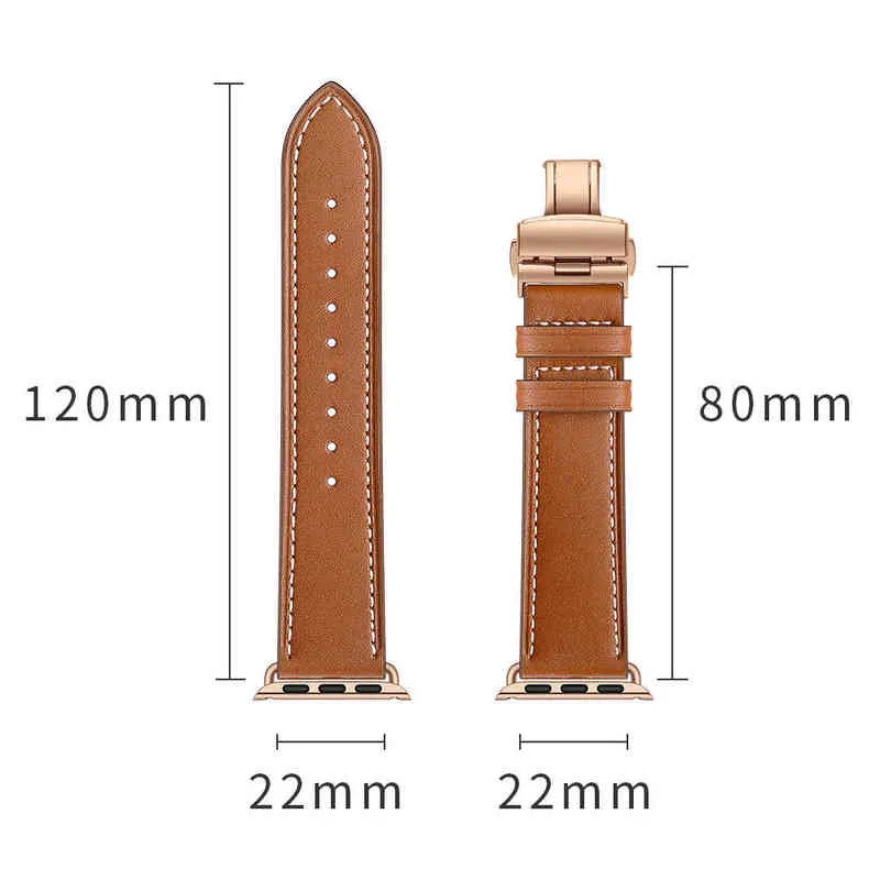 Cinta de couro genuíno para banda de relógio Apple 45mm 41mm 44mm 40mm 42mm 38mm Borbolefly CLASP Correa pulseira Iwatch 4 5 6 SE 7 band4103634