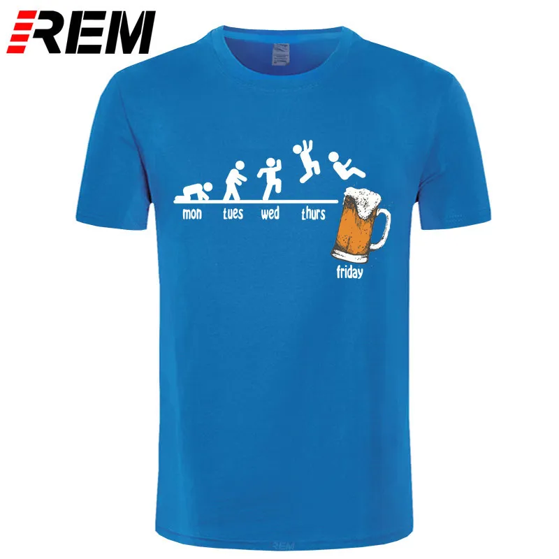 Freitag Bier Trinken O Hals Männer T-Shirt Zeitplan lustiger Montag Dienstag Mittwoch Donnerstag Digitaldruck Baumwoll-T-Shirts 220509