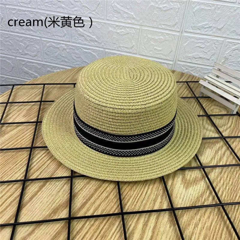 Letra de designer de luxo da moda redonda redonda de palha de palha chapéu de praia lady boater sun taps panamra straw fedora feminino bucket h301d