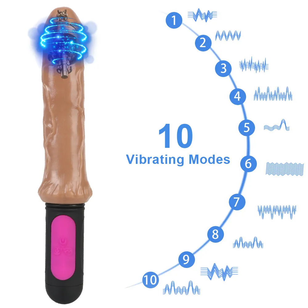 Aquecimento Vibradores de brinquedo sexy para mulheres dobrar pênis enorme 10 velocidades eróticas realistas realistas g-spot vagina ânus masturbador feminino