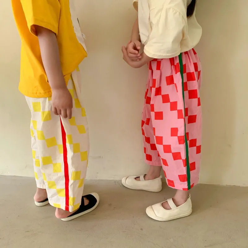 MILANCEL Summer Kids Clothes Cotton Casual Boys Pants Korean Girls Pants Loose Trousers Pants for Brothers and Sisters 220512