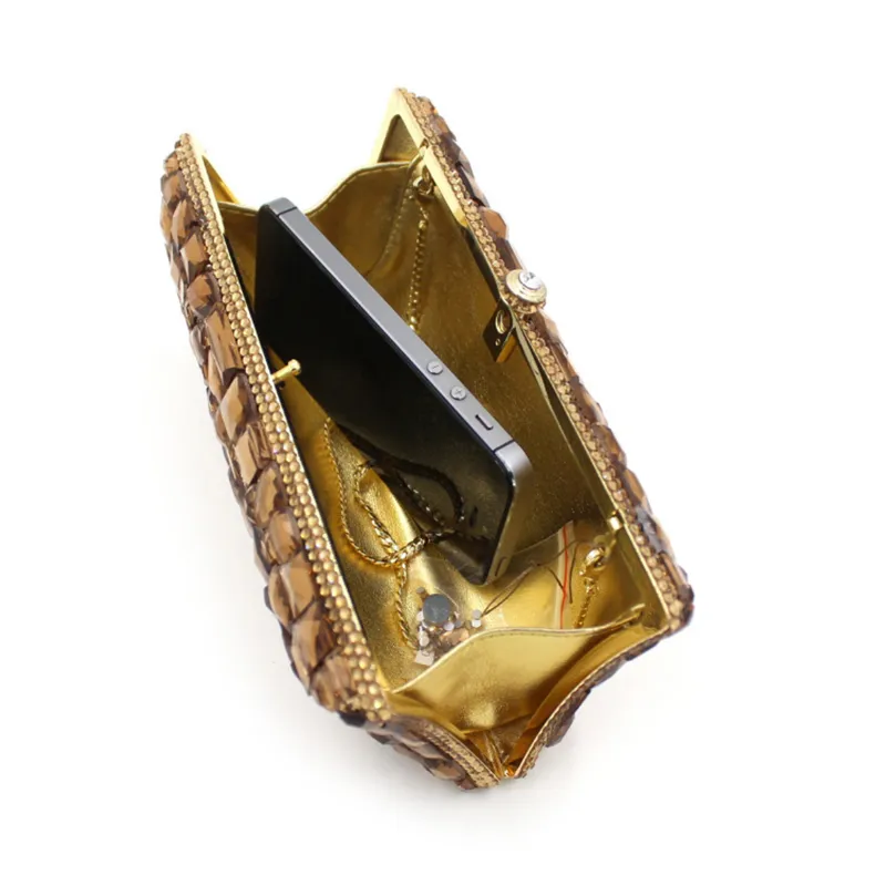 Xiyuan merk goud kristal glas diamant schoudertas avonddoos koppeling handtas portemonnees vrouwen partij bruids bruiloft metalen klauwen 220413