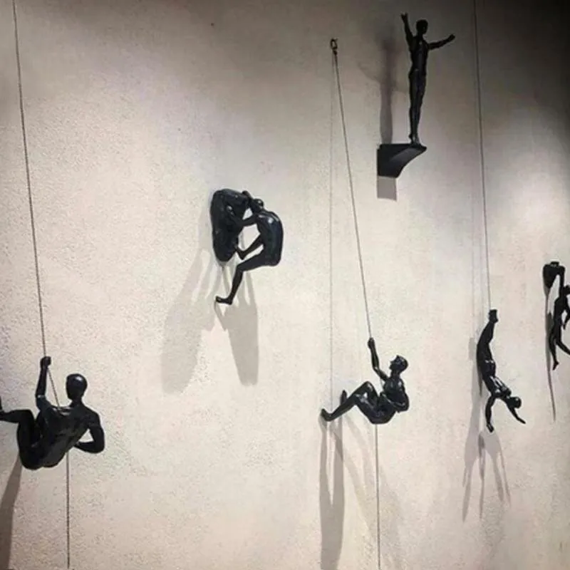 Creative Climber People Harts Climbing Man Wall Hanging Decoration Industrial Style Art Sculpture Figurer Staty Harts Decor 220810