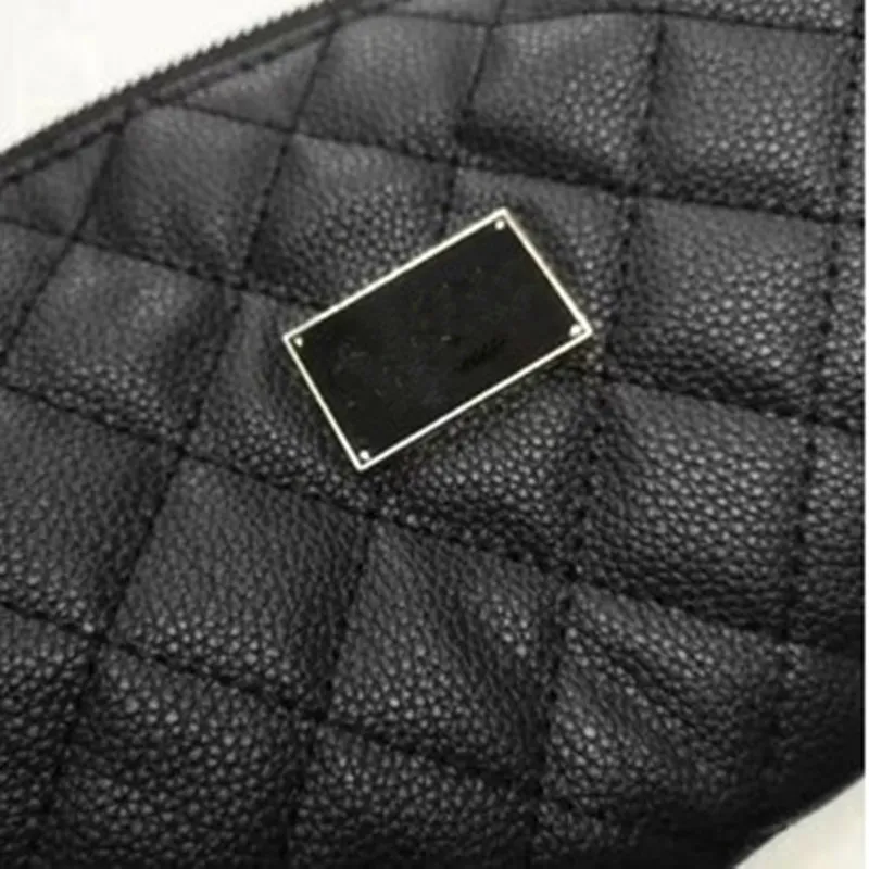 Moda bolsa de maquiagem clássico acolchoado cor preta caso cosmético vintage festa embreagem bag260d