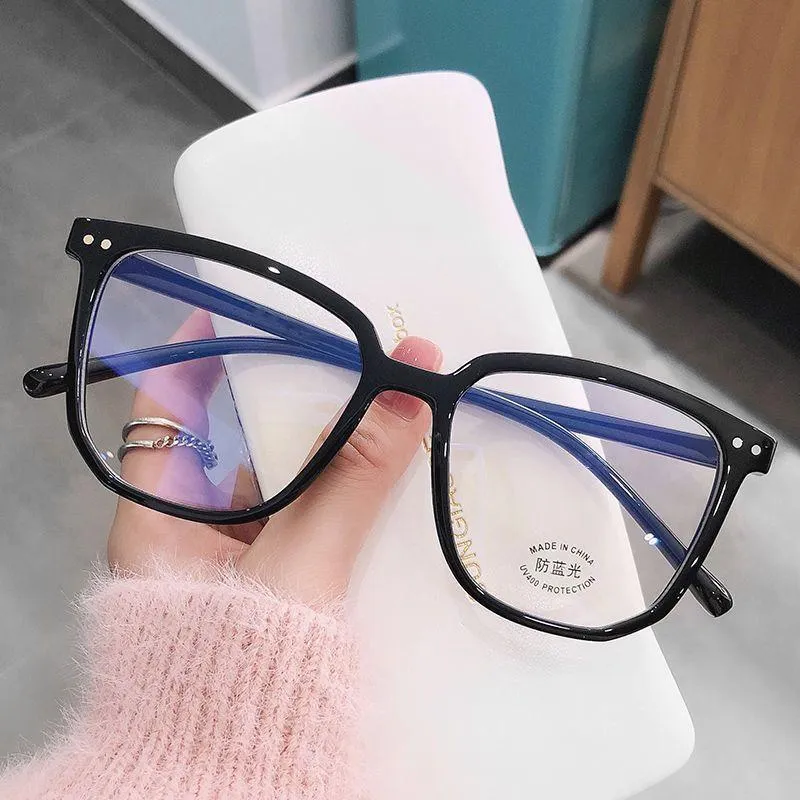 Solglasögon qutzzmnd retro Men's Women Big Frame Anti Blue Light Reading Glasses Fashion Optical Myopia Blocking Eyewear 2022338C