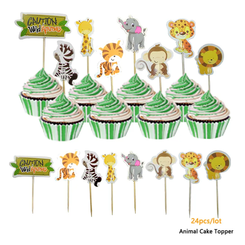 Safari Jungle Party Party Cupcake Toppers выбирает декорирование дня рождения детское душ Девушка Девушка Девушка Favors Cupcake Toppers 220815