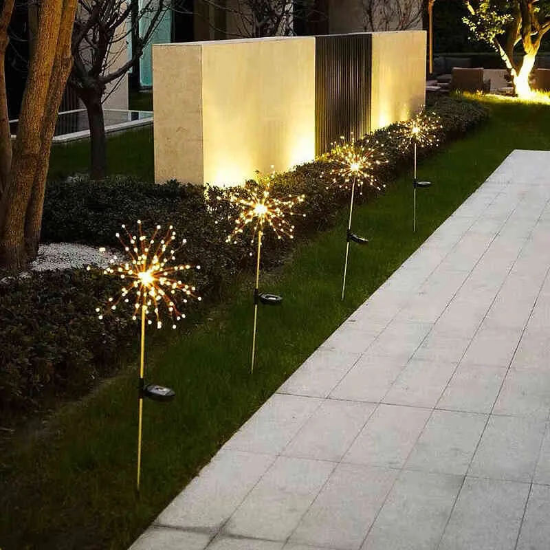 PCS Outdoor LED Solar Flashing Fireworks Lighting LED's waterdichte snaar Fairy Light for Home Garden Christmas Decoration J220531