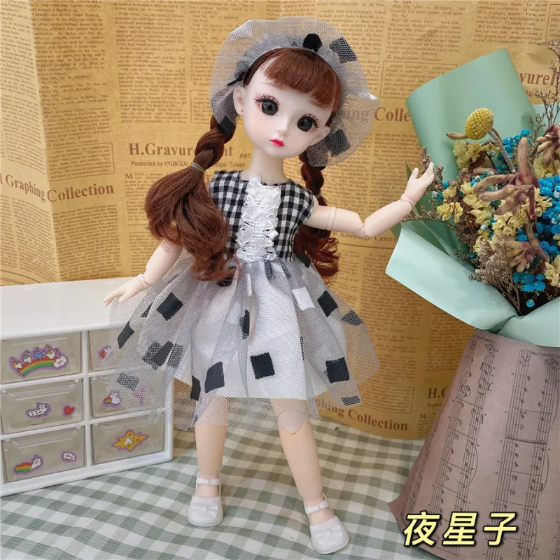 30cm Doll BJD1/6 Multiple Hair Color Dolls Brown Big Eyes 22 Removable Joints Matching Fashion 220822