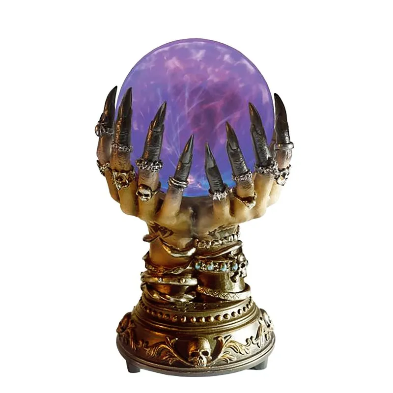 Creative Glowing Halloween Crystal Deluxe Magic Skull Finger Plasma Ball Spooky Home Decor 2206146515816