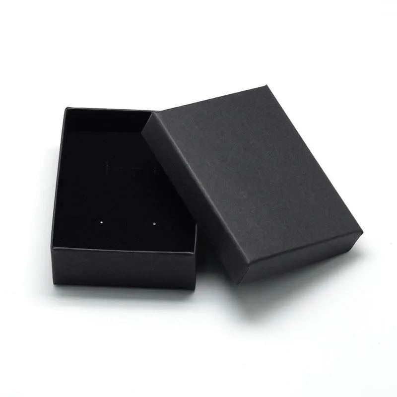 Pandahall 18-24 pçs / lote preto quadrado retângulo papelão conjunto de jóias caixas anel caixas de presente para embalagem de jóias f80 220509199u