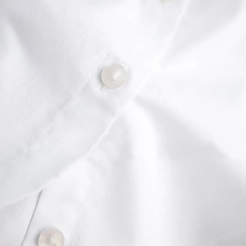 Botão solto branco para cima listra bandagem camisetas mulheres blusas colarinho colarinho de manga longa plus sadies tops 220407