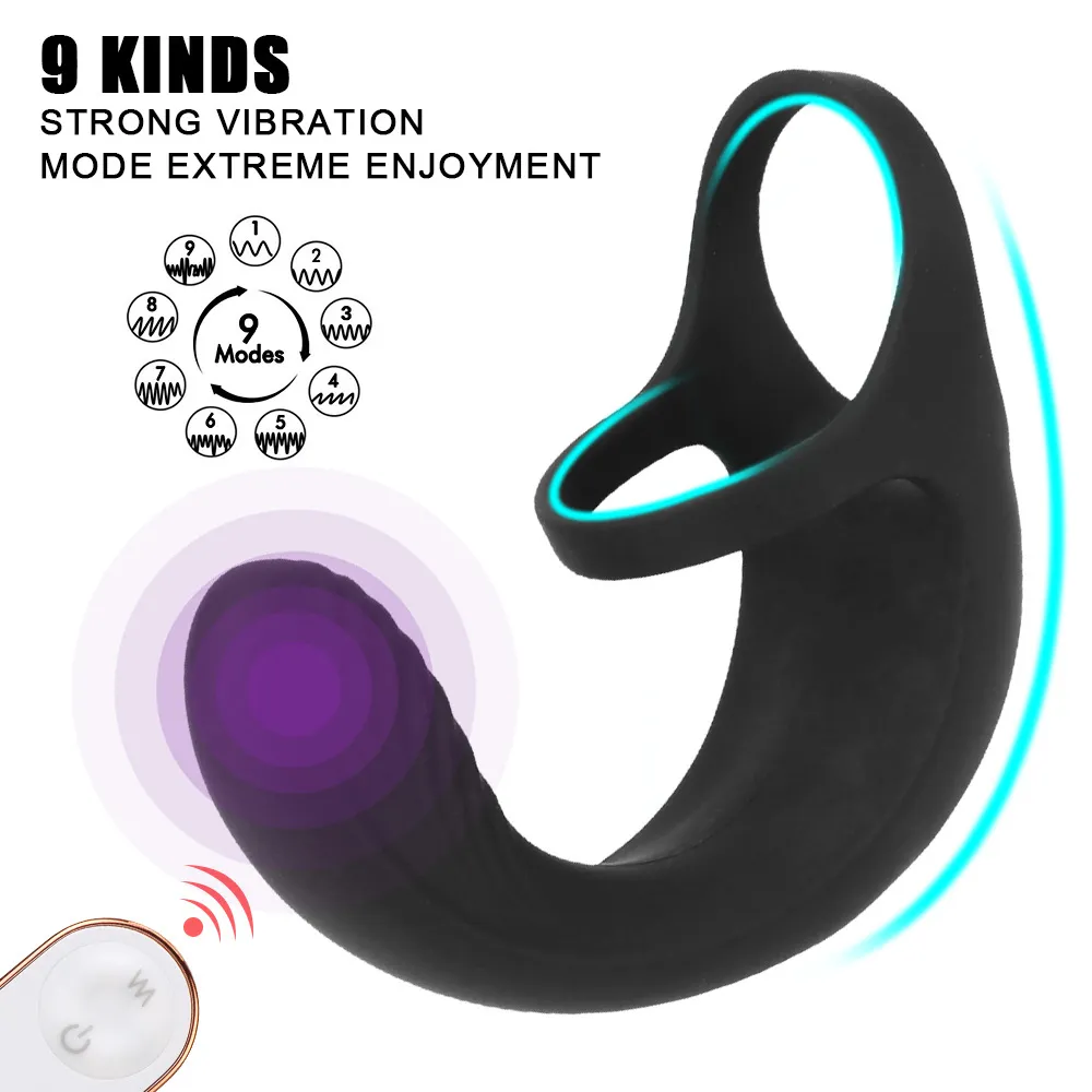 9 Modes jouets sexy pour hommes masseur de pénis anneau gode télécommande sans fil testicule vibrateur ceinture de chasteté