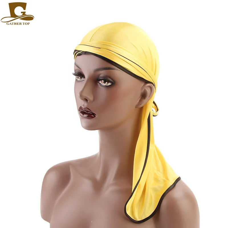 /Los Herren Satin Durags Kopfbedeckung extra langer Schwanz du Rag und breite Gurte Kopf-