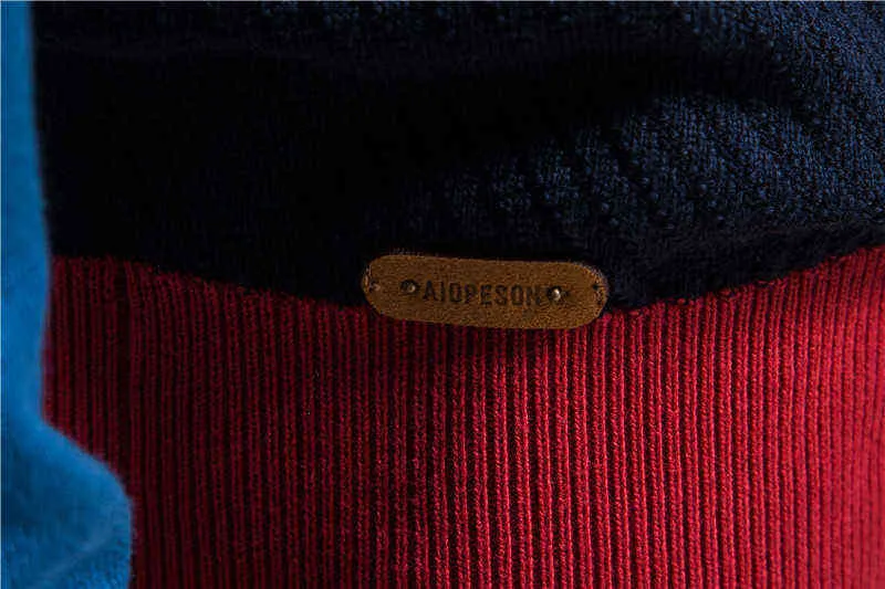 Aiopeson splicowany bawełniany sweter mężczyźni Mężczyźni Casual Streetwear V-Neck Męskie pulover z dzianiny Sweter Nowe zimowe swetry dla mężczyzn L220704