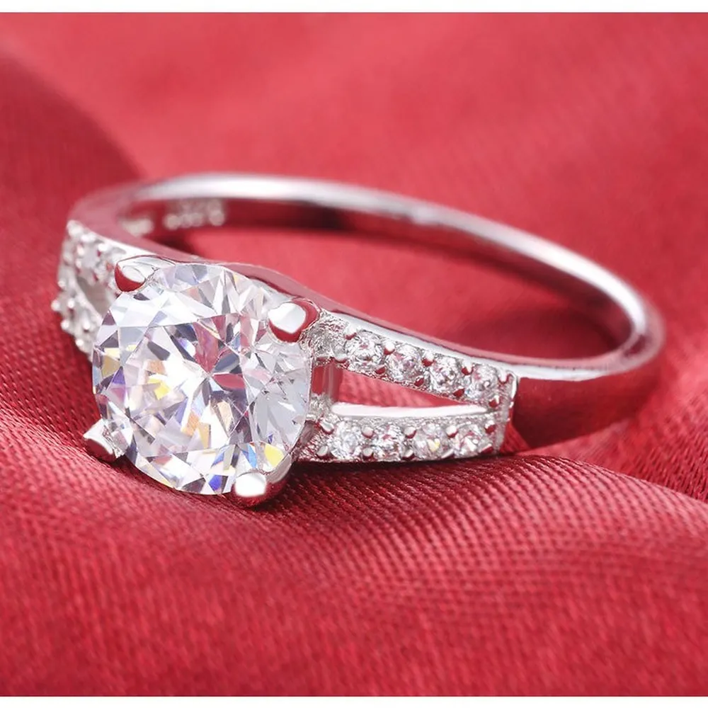 Solidny prawdziwy 925 Srebrny pierścionek Srebrny Pierścień Weddna Pierścień Pierścienia dla kobiet Dwa kolory biżuteria palca 7022018