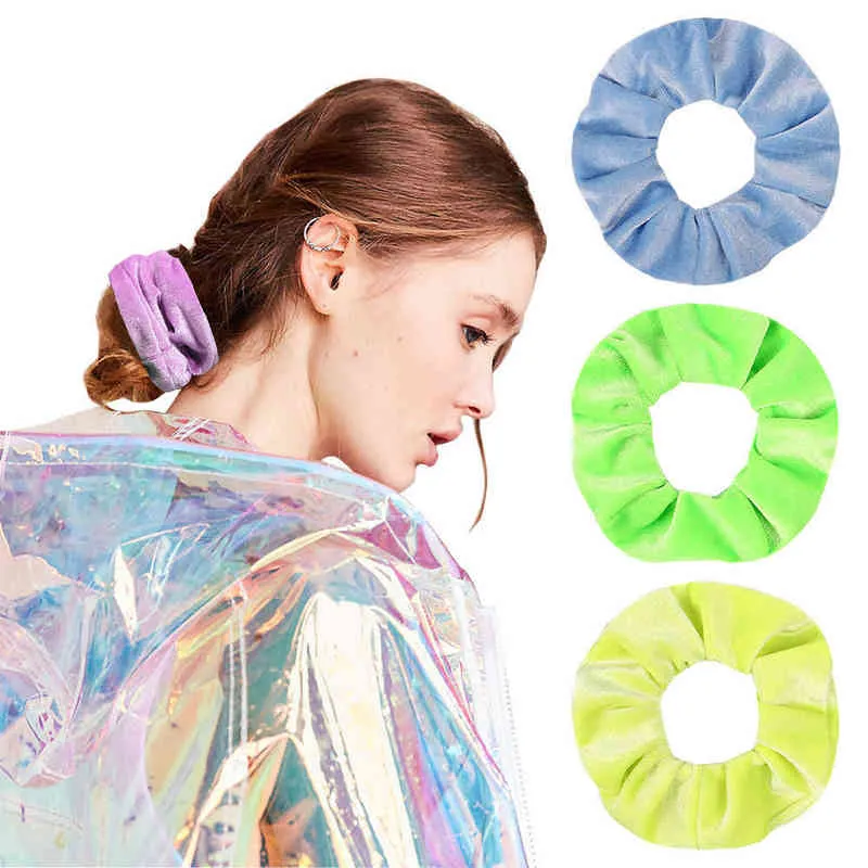 4 Teile/satz Korea Samt Scrunchie Gummi Elastische Haarbänder Solide Frauen Mädchen Stirnband Pferdeschwanz Halter Krawatten Seil Haar Zubehör AA220323