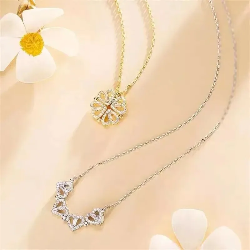 Glücksblatt-Halskette für Damen, Grasmagnet, zieht leichte Luxus-Accessoires-Anhänger, High-End-Sinn, eine weitere Schlüsselbeinkette an4081872