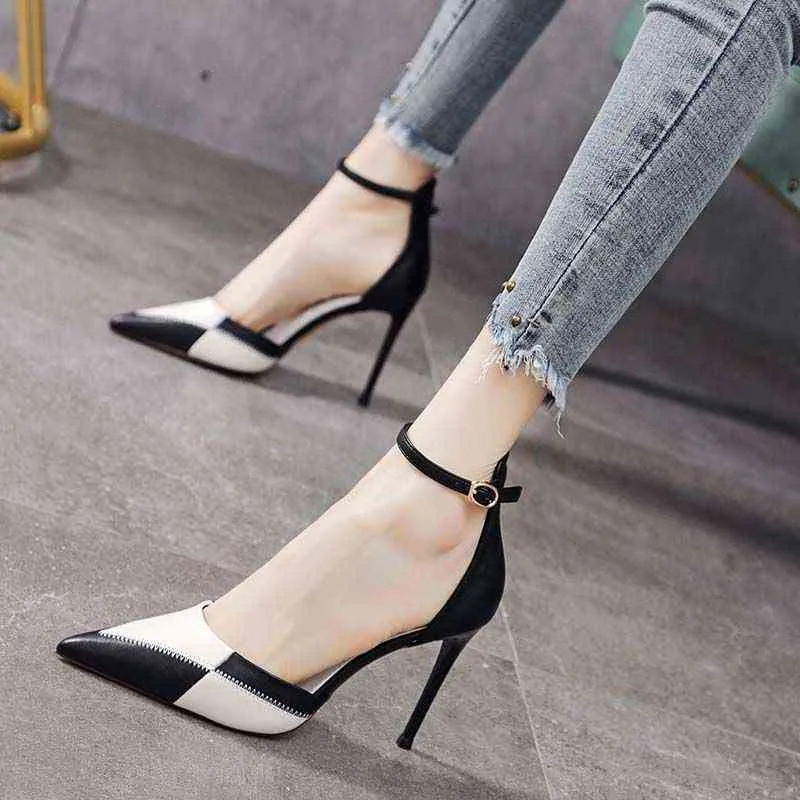 Sexy All-match Baotou Sandals 2021 French Word with Small High Heels Stiletto Fashion Women Shoes Temperament Women Shoes G220527