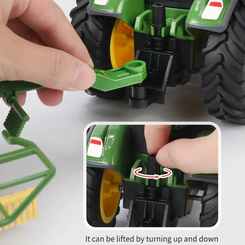 est Alta qualità 1/24 Modello di trattore Set Giocattoli da fattoria bambini Simulatore di agricoltura Veicolo di ingegneria auto scorrevole Regalo camion 220608