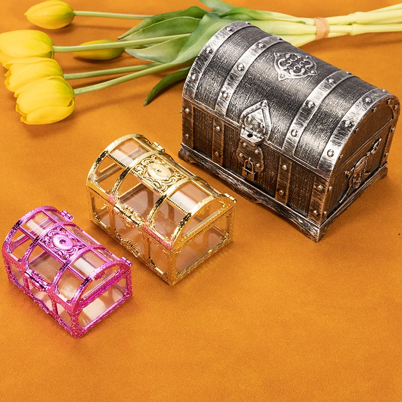 Vintage Transparent Pirate Treasure Storage Box Organizer Earrings ...