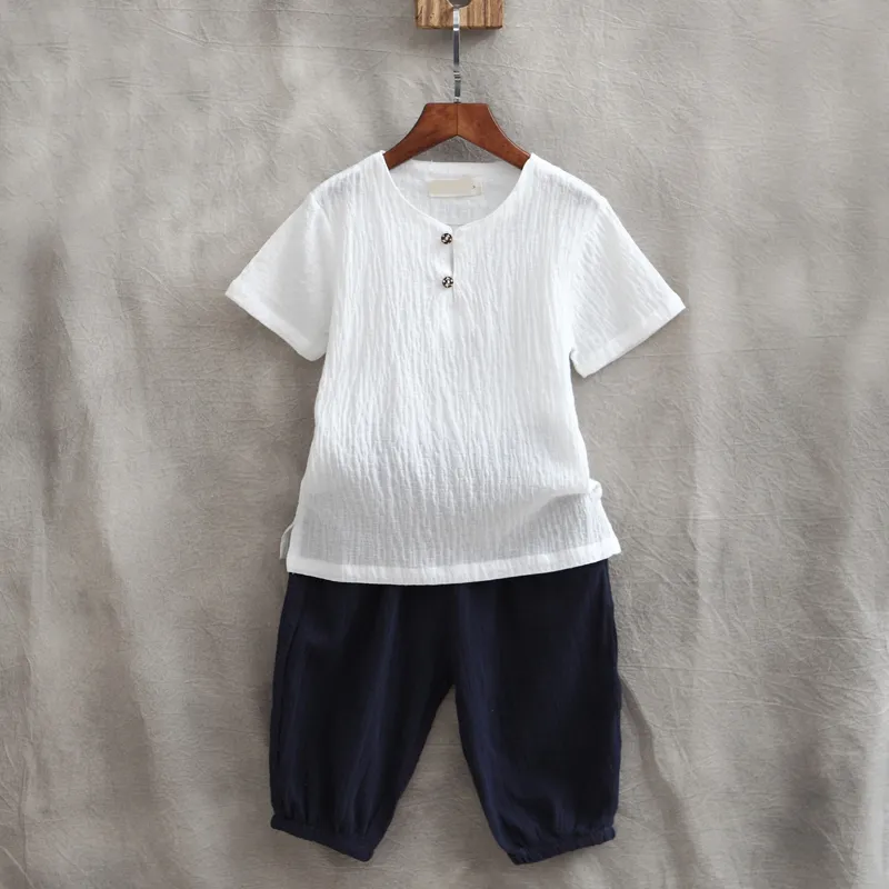 Baby Boys Clothes Set Kids Summer short sleeve tshirt Pants Suit Children Clothing set linen 220715