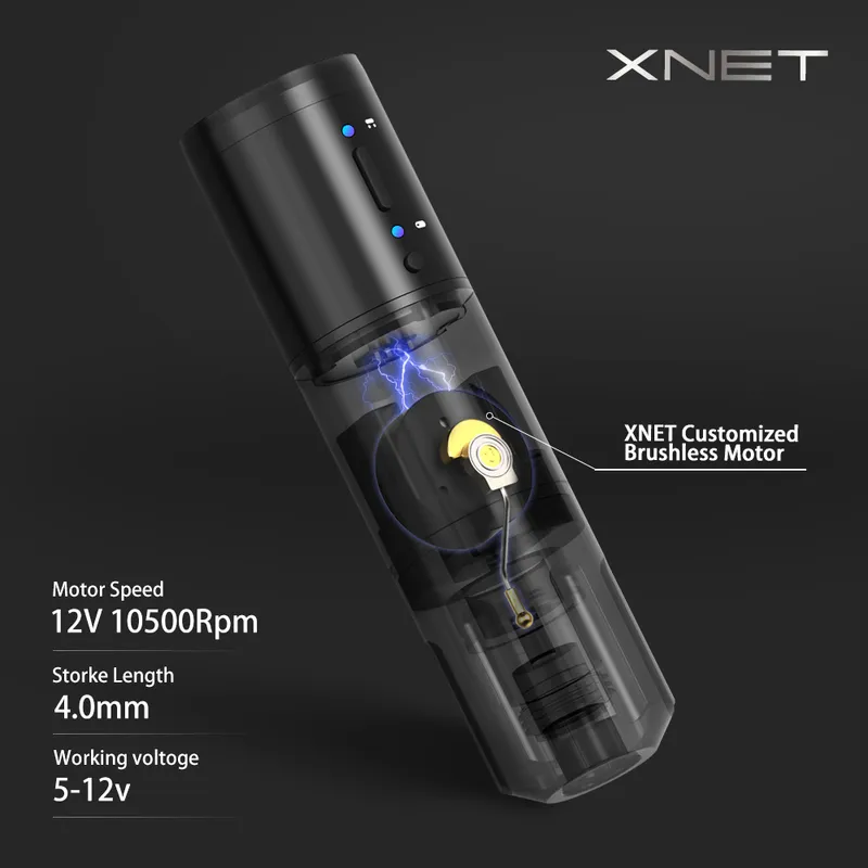 Xnet Elite Wireless Tattoo Pen Machine Мощная мощность DC Motor Fast Зарядка 2000 мАч литийная батарея для корпуса художника 220624