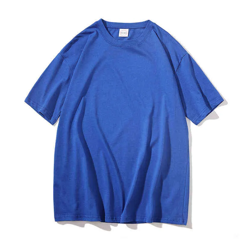 2021 New Summer T Shirt Solid Colorsルーズメンズハラジュクファッションデザイン100％コットンショートスリーブOネックTシャツS-3XL G220512