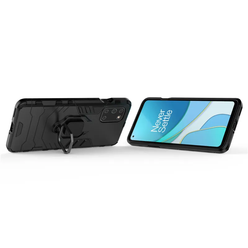 Darbeye Dayanıklı Tampon Kılıfları OnePlus 8T Durumda OnePlus 8 T 8 7 Pro Silikon Zırh Sert PC OnePlus 8T için Koruyucu Telefon Kapak Standı