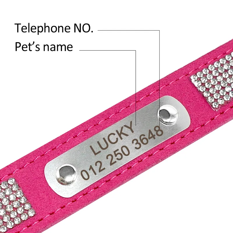 Collar de perro personalizado cuero cuello de cachorro con nombre personalizado etiqueta de collar de gato ajustable para perros medianos pequeños gatos 220610