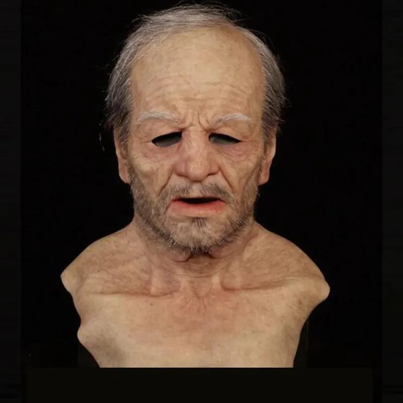 Realistic Human Wrinkle Mask Halloween Old Man Party Cosplay Scary Full Head Latex for Festival 220715