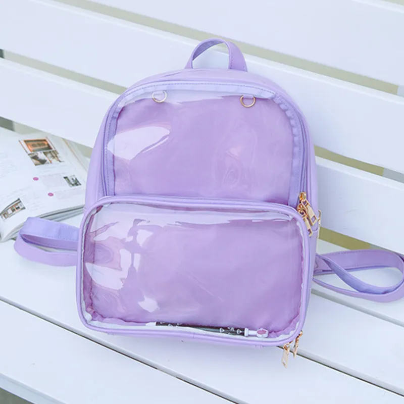 Mini Meni Mulheres Backpack Bolsas de Estudantes Transparentes Sm Pequenas Mochilas Versáteis Cleares Sacos de Viagem de Couro Faux