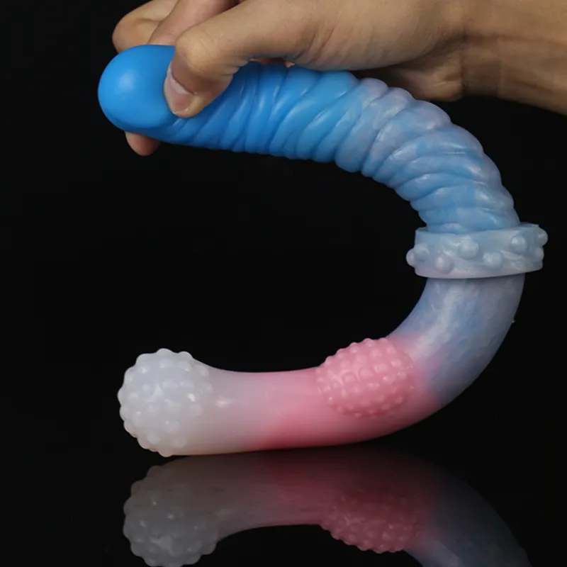 Esclave 29CM coquette rouge Double tête réaliste gland gode doux sexy jouets pour femmes produits lesbiennes liquide Silicone Plug Anal