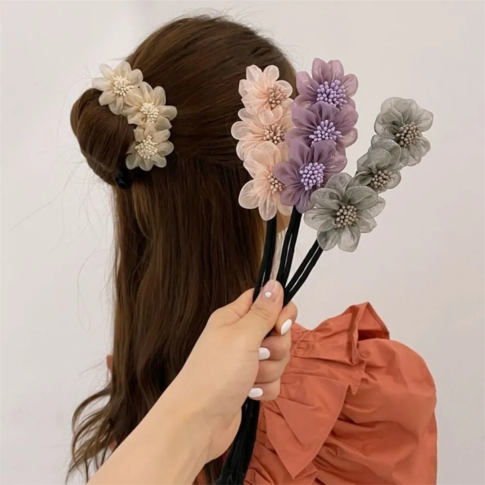 Donne eleganti boccioli di fiori ferro arricciacapelli chiffon panino Maruko acconciature che fanno strumenti lunghi fascia dolce moda