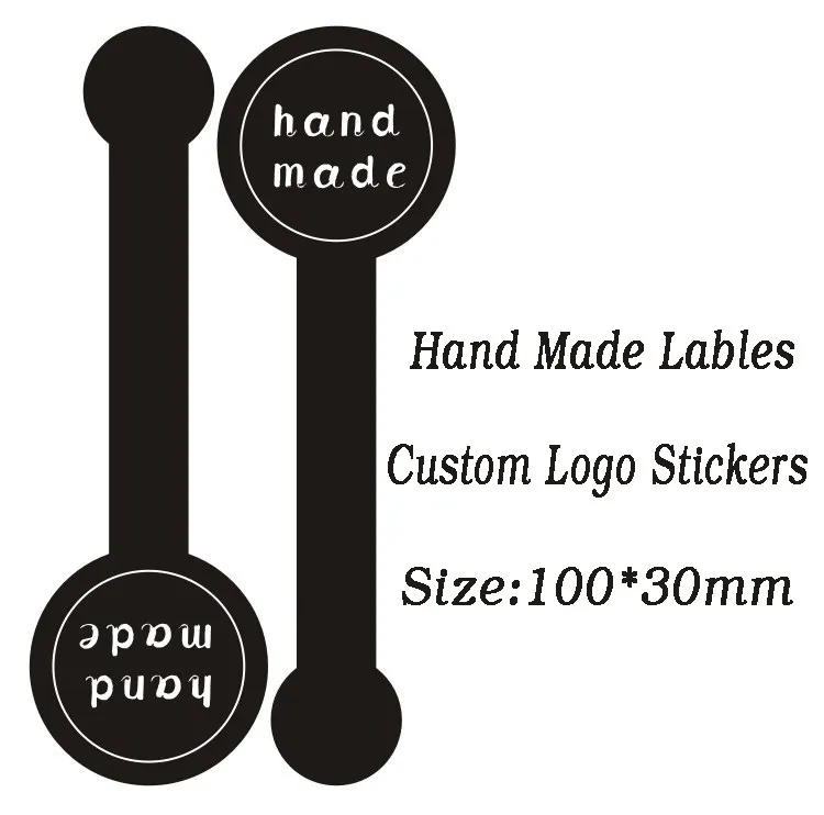 Pegatinas personalizadas hechas a mano etiqueta sellada negra utilizada para envasar pasteles hornear 3x10 cm 100 piezas 220618
