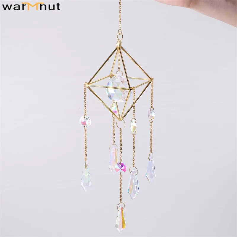 WarmHut Crystal Rainbow Suncatchers Glass Pendant Hanging Ornament Prism Ball Sun Catcher Window Maker for Car Home Garden Decor 220407