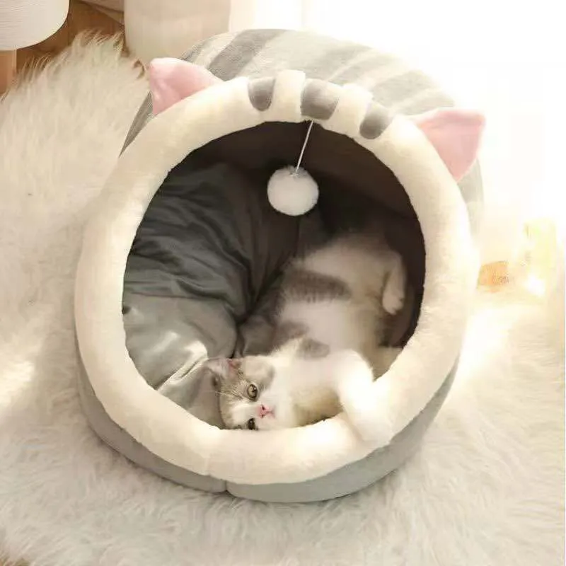 Sweet Cat Bed Warm Pet Basket Cozy Kitten Lounger Cushion Tent Soft Suitable for Small Dog Mat Bag Cave House s 220323