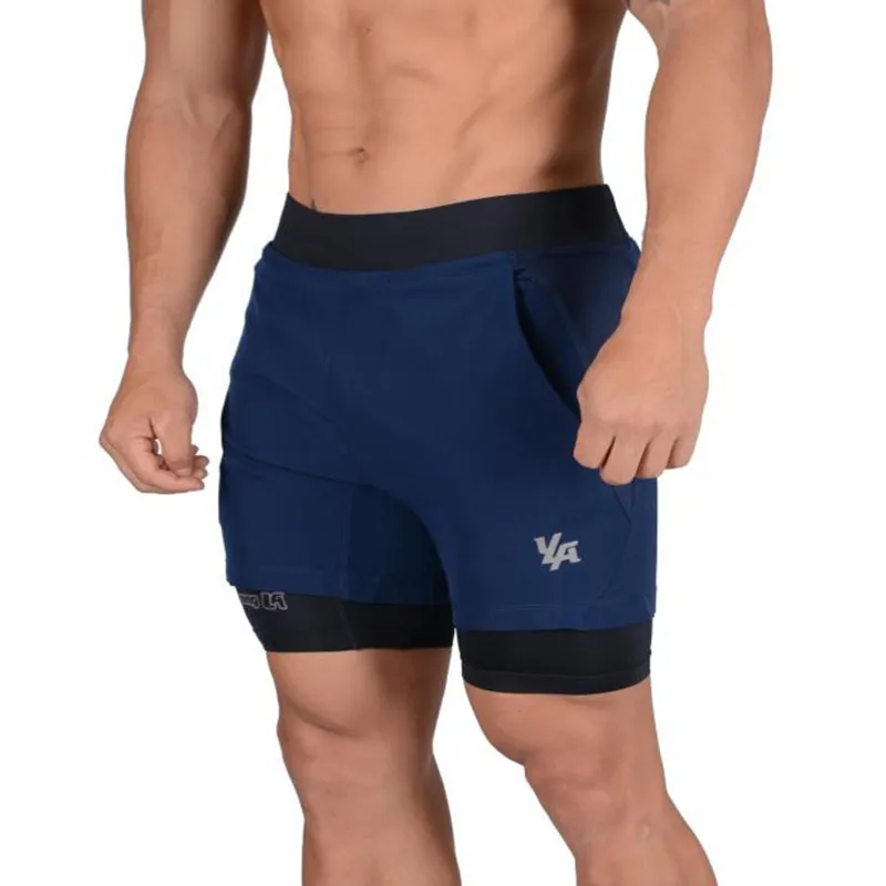 Shorts de course été hommes gym fitness musculation entraînement séchage rapide shorts hommes jogging course sport 2in1 shorts 220629