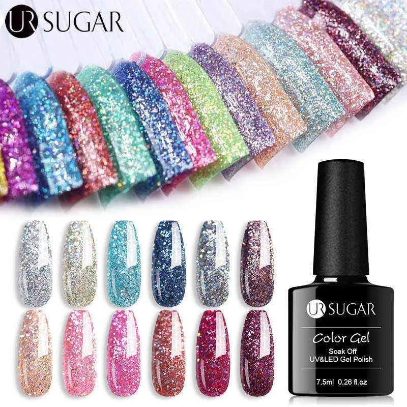 NXY Nail Gel 7 5 ML Platinum UV Poolse Kleurrijke Glitter Pailletten Vernis Soak Uit LED-kleur DIY 0328